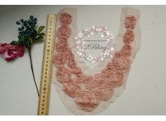 Rosette, Chiffon collar applique, Dusty rose, Large, 27x17 cm